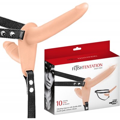 Fetish tentation Vibrating Strap on With Double Dildo Flesh Strap on – Zboží Mobilmania