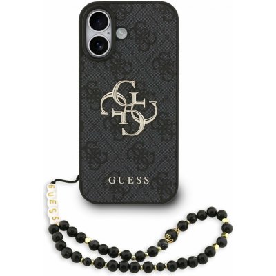 Guess PU 4G Metal Logo Strap Zadní Kryt pro iPhone 17-Černá – Zboží Mobilmania