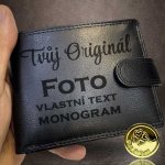 Černá kožená peněženka ROYAL na šířku se zapínáním s fotkou textem nebo monogramem – Hledejceny.cz