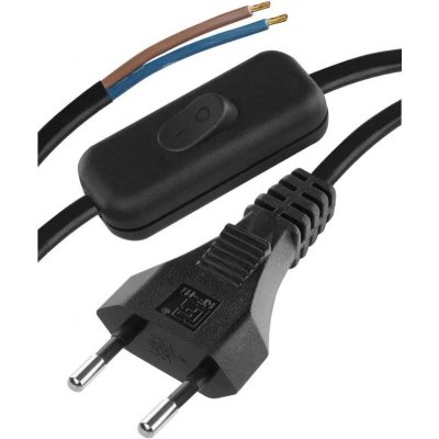 Emos Flexo šňůra PVC 2x 0,75mm2 s vypínačem 3m černá S09273 – Zboží Živě