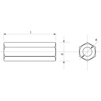 Matice šestihranná prodlužovací M12 x 50 mm LONG Zn 6