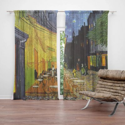Sablio Závěs Terasa kavárny v noci - Vincent van Gogh: 2ks 140x250cm – Hledejceny.cz