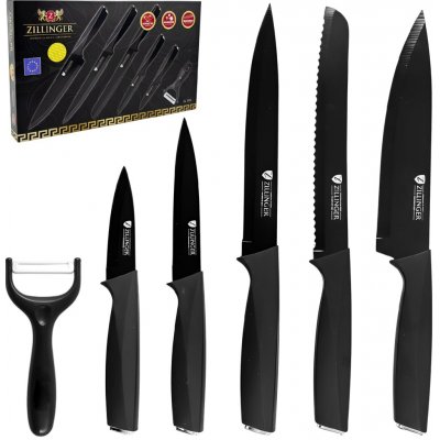 Sada kuchyňských nožů 6ks Zillinger ZL-905 – černá – Zboží Dáma