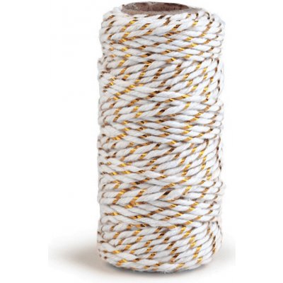 Bavlněný provázek s lurexem/VÁNOČNÍ 1,5mm Barva: Bílá zlatá – Zboží Dáma