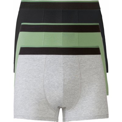 Livergy pánské boxerky s BIO bavlnou 3 kusy černá zelená šedá – Zboží Mobilmania