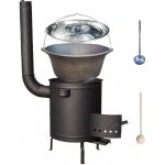 Kessel kotlík na guláš litina 22l l 1 cm žáruvzdorná kotlina 1,5 mm Plus 600 °C 45 cm poklice nerez 48 cm INOX naběračka a vařečka 50 cm PARTY – Zbozi.Blesk.cz