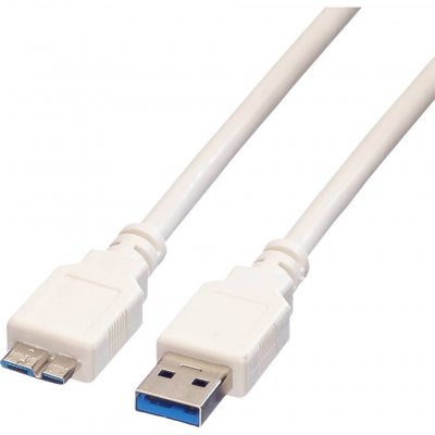 Value 11.99.8877 USB, USB 3.2 Gen1 (USB 3.0 / USB 3.1 Gen1) USB-A zástrčka, USB Micro-B 3.0 zástrčka, 3m, bílý – Sleviste.cz