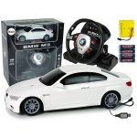 LEAN Toys RC auto BMW M3 1:18 bílé se zvuky a světly ovladač ve tvaru volantu – Hledejceny.cz