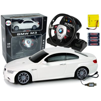 LEAN Toys RC auto BMW M3 1:18 bílé se zvuky a světly ovladač ve tvaru volantu – Hledejceny.cz