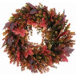 Podzimní věnec umělý Eucalyptus a javorové listy, pr. 50 cm, červeno-zelená – Zboží Dáma