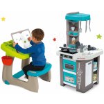 Smoby Set kuchyňka elektronická Tefal Studio 360° Bubble a lavice na kreslení a magnetky Little Pupils Desk