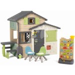 Smoby Domeček Přátel ekologický s posezením u hrací stěny v natur hnědých barvách Friends House Evo Playhouse Green – Sleviste.cz