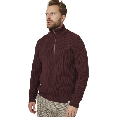 Peregrine Ford Zip Neck Jumper Shiraz mírně zrnitý tmavý rolák na zip