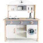Eco Toys Dřevěná kuchyňka XXL s pračkou + kuchyňské doplňky 96,5 cm – Zboží Mobilmania