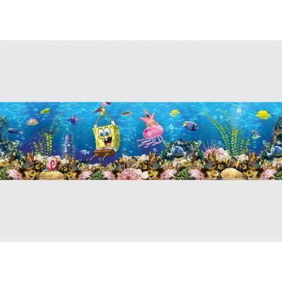 AG Design WBD-8029 Dětská samolepící bordura Spongebob Podvodní Dobrodružství, rozměry 5 m x 13,8 cm – Zboží Dáma