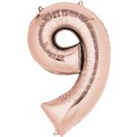 Amscan Balónek fóliový narozeniny číslo 9 růžovo zlaté 86 cm