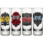 CurePink Štamprle sklenice AC/DC Set 4 kusů KKLSGAC01 50 ml – Zboží Dáma