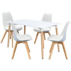 IDEA nábytek Jídelní stůl 140 x 90 QUATRO bílý + 4 židle QUATRO bílé