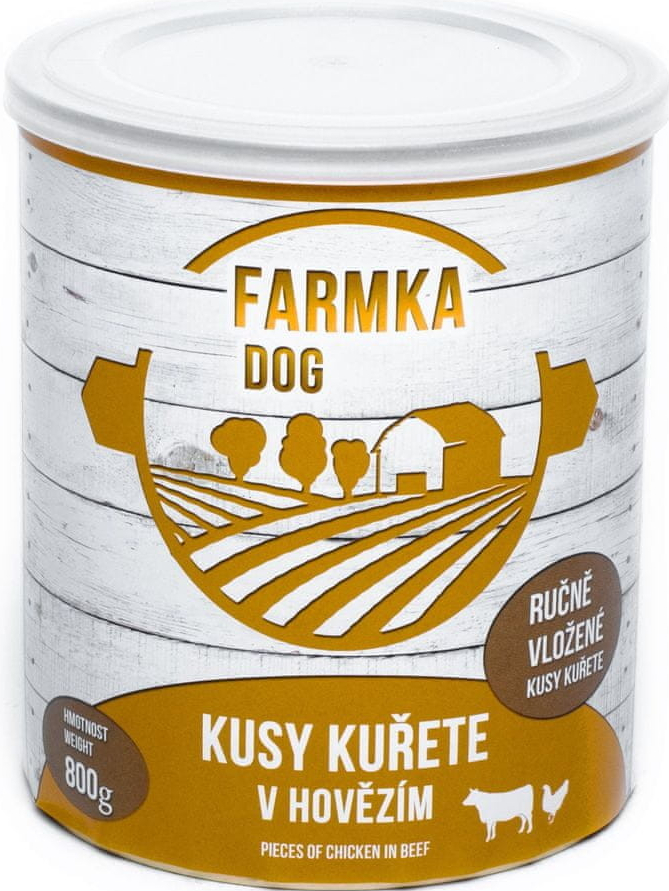 Sokol Falco Farmka Dog kusy kuřete v hovězím 8 x 800 g