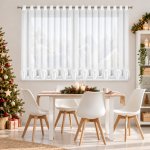 MyBestHome GOLD Dekorační vánoční záclona ELIN bílá s kroužky s aplikacemi vloček 350x160 cm – Hledejceny.cz
