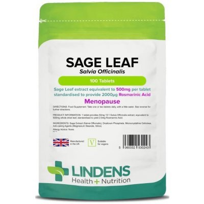 Lindens Health + Nutrition Šalvěj list 500 mg 100 tablet – Hledejceny.cz
