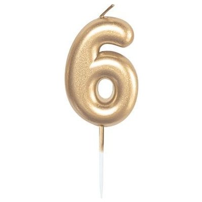 Albi Svíčka dortová zlatá 5 cm číslo 6 – Zbozi.Blesk.cz