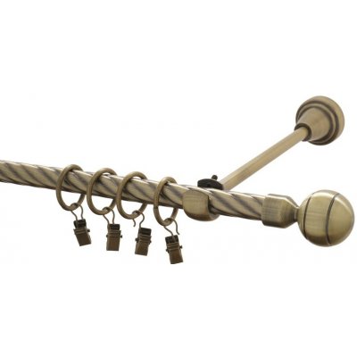 GARNÝŽE-HEBR Garnýž kroucená Paola mosaz jednoduchá 400 cm – Sleviste.cz