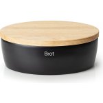 Chlebník s dřevěným víkem 36 x 23 cm černý - Continenta – Zboží Dáma