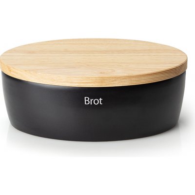 Chlebník s dřevěným víkem 36 x 23 cm černý - Continenta – Zboží Dáma