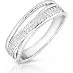 Minet JMAN0417SR Křížený stříbrný prsten s bílými zirkony – Hledejceny.cz