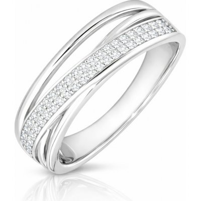 Minet JMAN0417SR Křížený stříbrný prsten s bílými zirkony – Hledejceny.cz