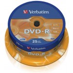 Verbatim DVD-R 4,7GB 16x, AZO, printable, cakebox, 25ks (43522) – Zboží Mobilmania