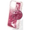 Pouzdro a kryt na mobilní telefon Apple Pouzdro 1Mcz Liquid Heart Sparkle s přesépacím efektem třpytek Apple iPhone 13 mini světle růžové