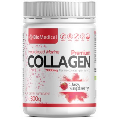Natural Nutrition Biomedical Collagen Hydrolizovaný Rybí Kolagen Juicy Raspberry 300 g
