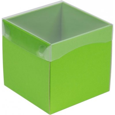 Dárková krabička s průhledným víkem 150x150x150/35 mm, zelená – Zboží Mobilmania