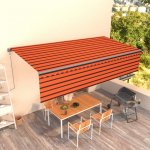 zahrada-XL Automatická zatahovací markýza s roletou 6 x 3 m oranžovo-hnědá – HobbyKompas.cz
