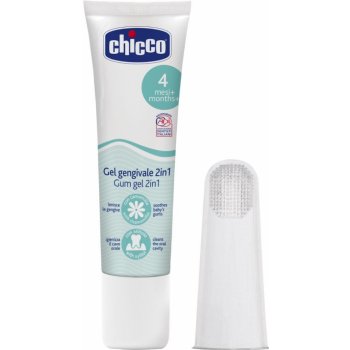 Chicco Oral Care gel na dásně s masážním kartáčkem 4 m+ (Sanitising Action in the Oral Cavity,Soothes Baby's Gums) 30 ml