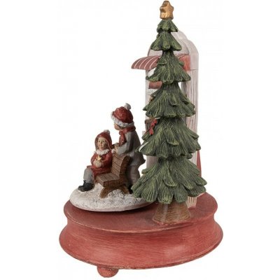 Clayre & Eef Červená vánoční hrací skříňka Santa s dětmi a stromkem - 14*11*23 cm – Hledejceny.cz