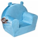 Baby Nellys Dětské křesílko Teddy Velvet s boční kapsou modré – Zboží Dáma