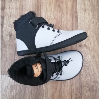 Pegres zimní barefoot kožené boty BF40 šedé – Zboží Mobilmania