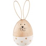 Bílo-hnědá dřevěná dekorativní figurka vejce králík - Ø 6*14 cm – Hledejceny.cz