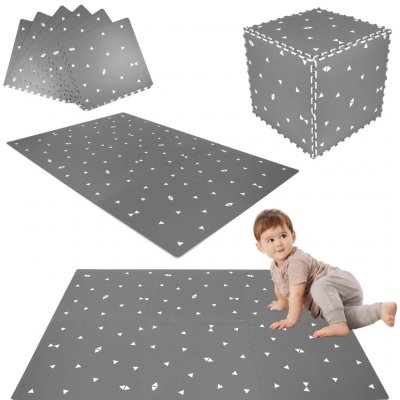 Humbi Pěnová podložka XXL 180 × 120 cm voděodolné puzzle šedé trojúhelníky 6 dílů – Zboží Mobilmania