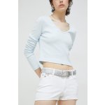 Tommy Jeans Džínové šortky dámské hladké medium waist bílá – Zboží Mobilmania