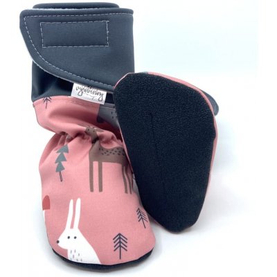 Vyrobeniny BF zateplené softshellové capáčky růžové se zvířátky – Zboží Dáma