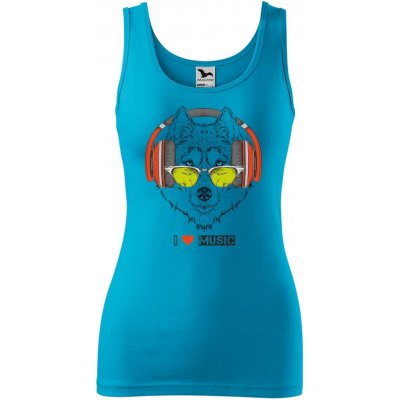 Dobrý Triko dámské tílko s potiskem I love music Tyrkysová – Zboží Dáma