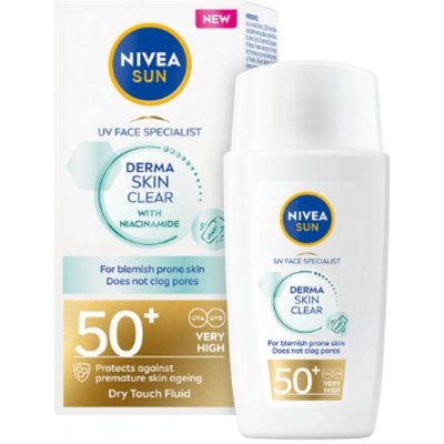 Nivea Sun Derma Skin Clear OF 50+ lehký pleťový krém na opalování 40 ml – Zboží Mobilmania