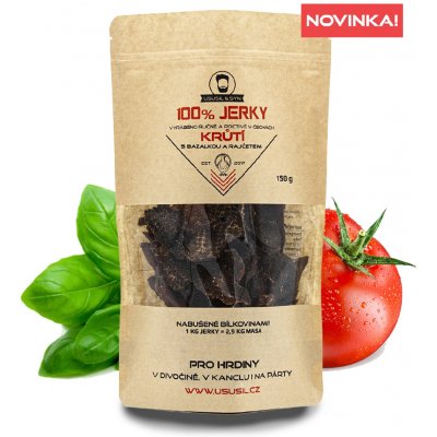 Usušil & Syn 100% Jerky Krůtí S Bazalkou a Rajčetem 150 g – Zboží Dáma Usušil & Syn 100% Jerky Krůtí S Bazalkou a Rajčetem 150 g – Zboží Dáma