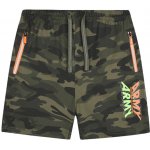 Kugo chlapecké maskáčové kratasy Světlé khaki s oranžovým zipem – Zbozi.Blesk.cz