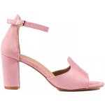 W. Potocki Sandály Módní sandály dámské růžové na širokém podpatku – Zboží Mobilmania