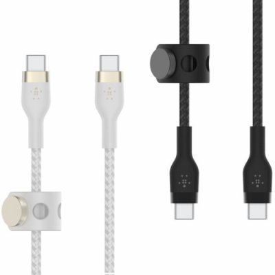 Belkin CAB011bt1MBW2PK BOOST CHARGE Pro-Flex silikonový nabíjecí a datový USB-C / USB-C pro iPhone / iPad / MacBook / AirPods, 1m, bílý, černý, 2ks – Hledejceny.cz